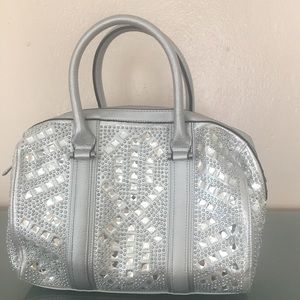 Silver rhinestone handbag